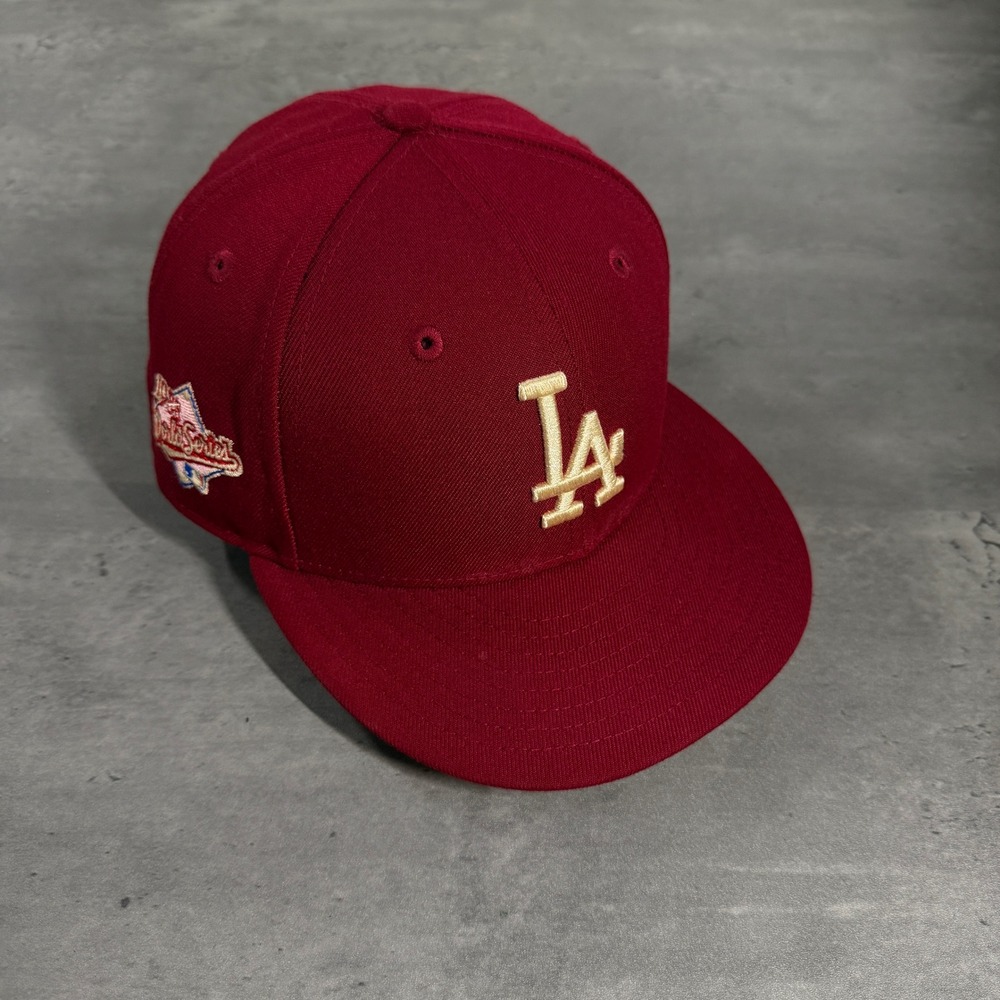 Hat Club Los Angeles Dodgers 7 5/8 Red Velvet Cake 1.0 Pink UV Gold RARE 59FIFTY